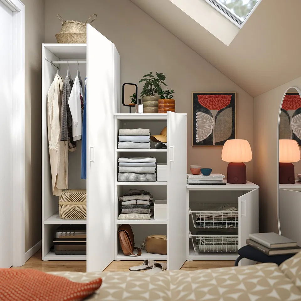 PLATSA Wardrobe with 3 doors, white/Fonnes white, 180x57x181 cm