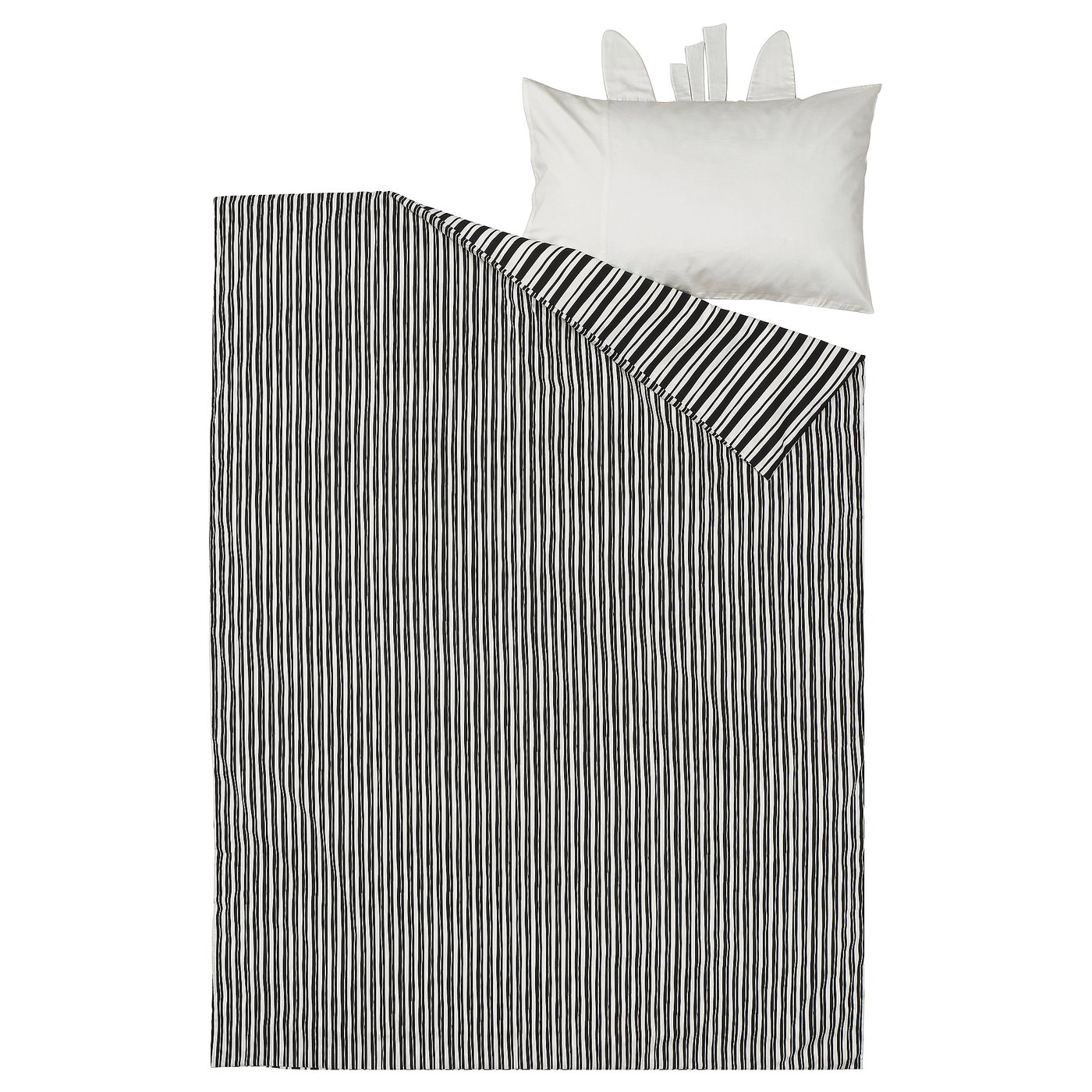 Black & white striped duvet set, NATTHÄGER zebra print, soft cotton-blend, rectangular with corner zip.