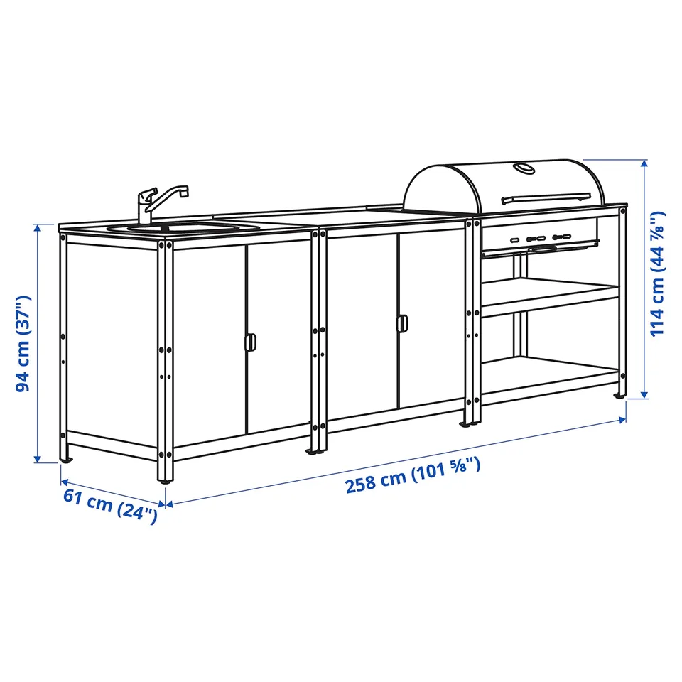 Illustration with measurements for the product: GRILLSKÄR.