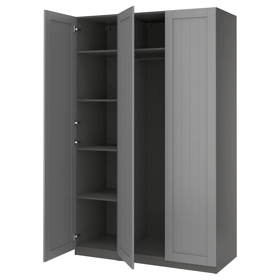Grey wardrobe open