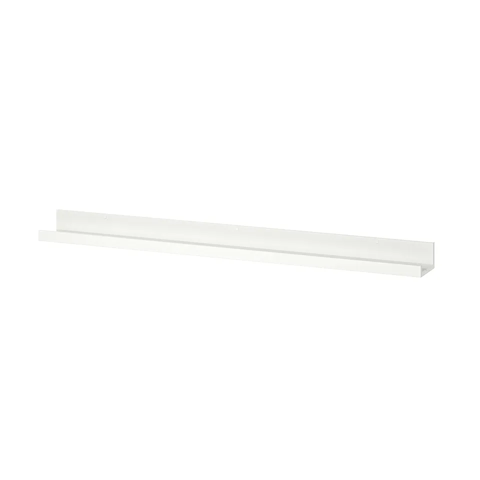 White MOSSLANDA picture ledge shelf, wall-mount, rectangular shape.
