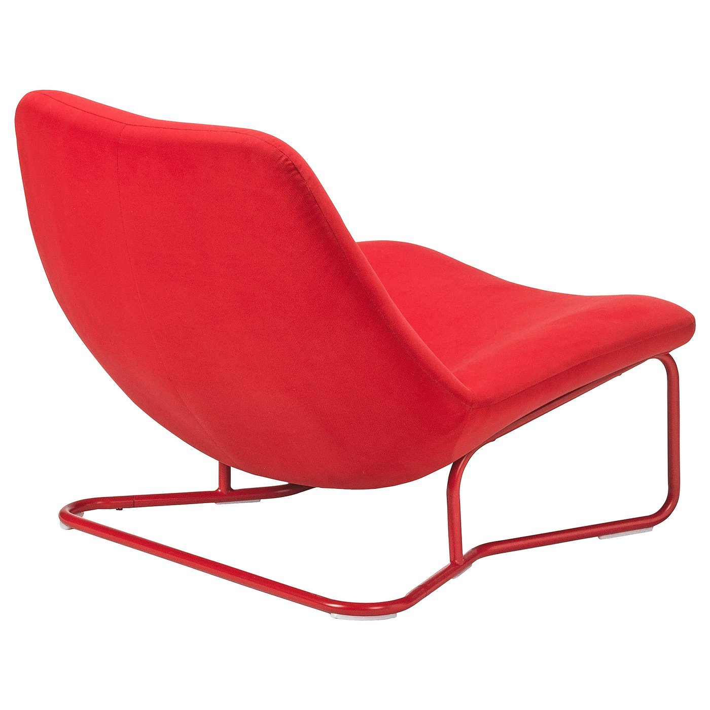 Bright red modern chair, SOTENÄS, with sleek tubular frame and curved seatback, designed by gillis lundgren.