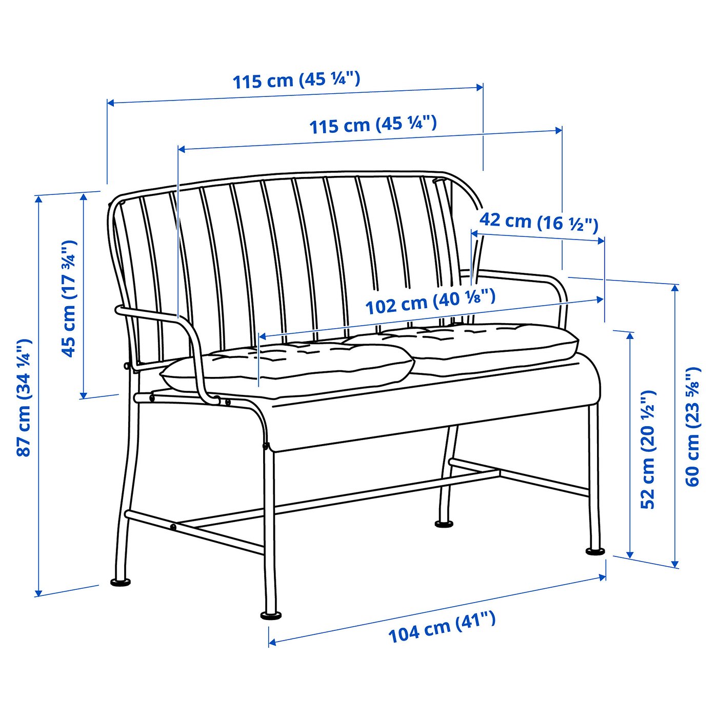 Illustration with measurements for the product: LÄCKÖ.