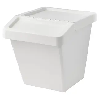 SORTERA waste sorting bin with lid, white, Width 41 x Depth 55 x Height 45 cm