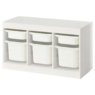 TROFAST storage combination with boxes, white/white, 99x44x56 cm
