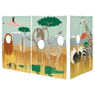KURA bed curtain, multicolour/animals on the savannah, Height 118 x Length 149 x Width 96 cm