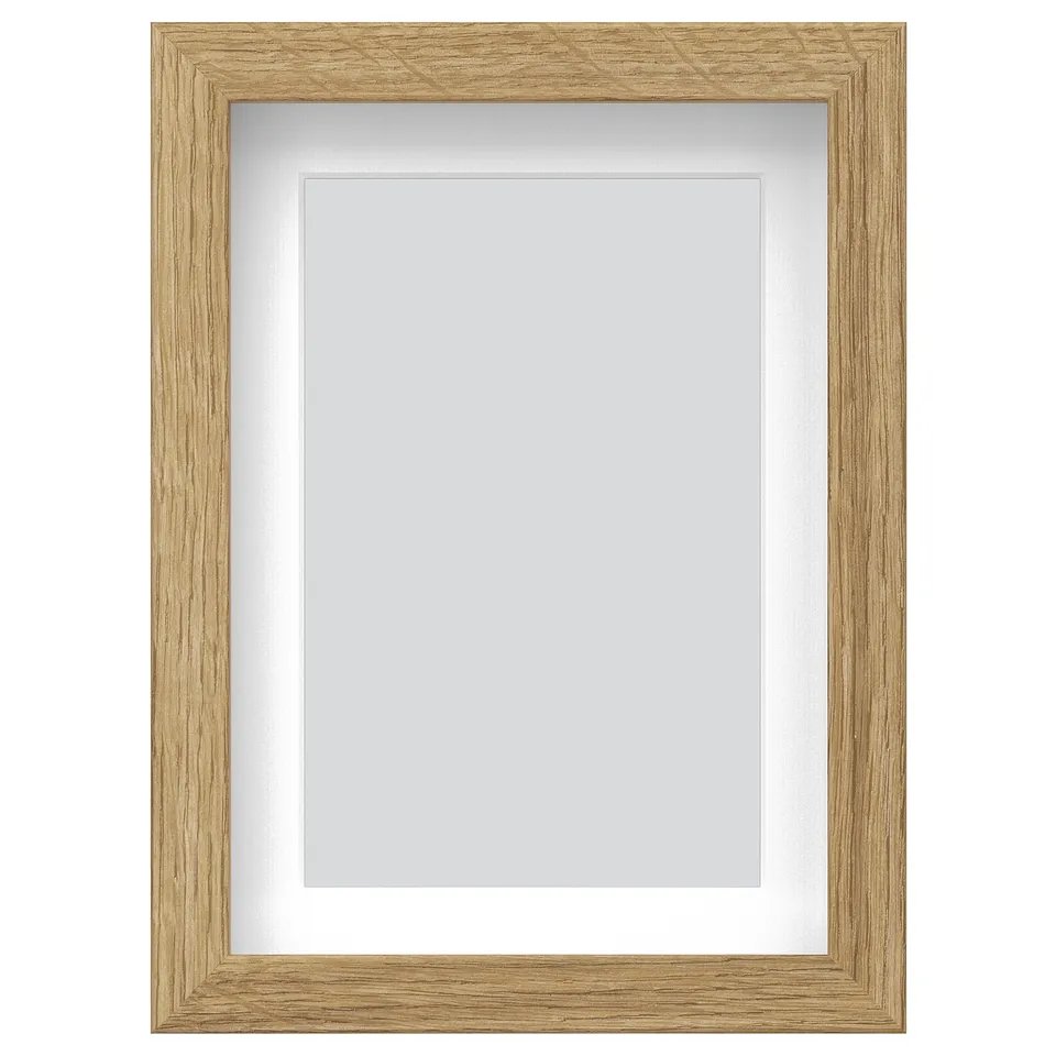 RÖDALM wooden picture frame, light brown, rectangular, simple design, with plastic front protection.