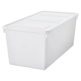 SOCKERBIT storage box with lid, white, 38x76x30 cm