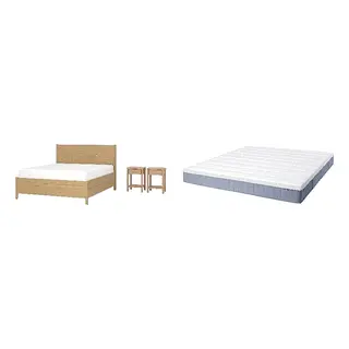 TONSTAD/VALLBERGET Bed with 21cm thick mattress, coir, pocket sprung, super firm
