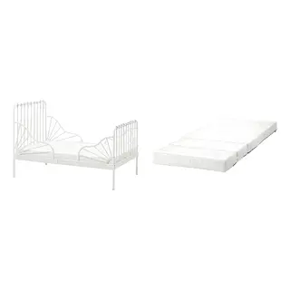 MINNEN/ÖMSINT set: ext bed frame with slatted bed base + pocket spring mattress for ext bed