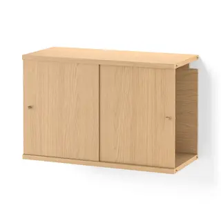 LÅDMAKARE cabinet with sliding doors, oak effect, Depth 34.0 x Height 49.7 x Width 76.4 cm