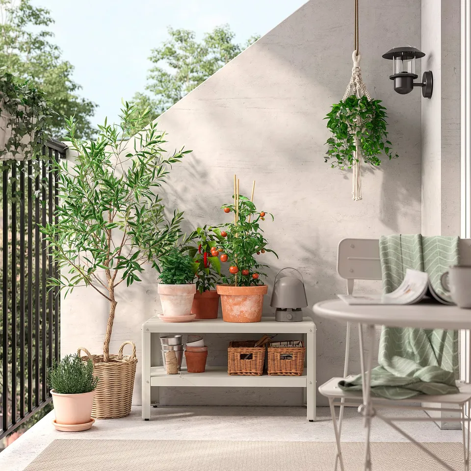 KOLBJÖRN Shelving unit, beige outdoor/indoor, 80x45 cm