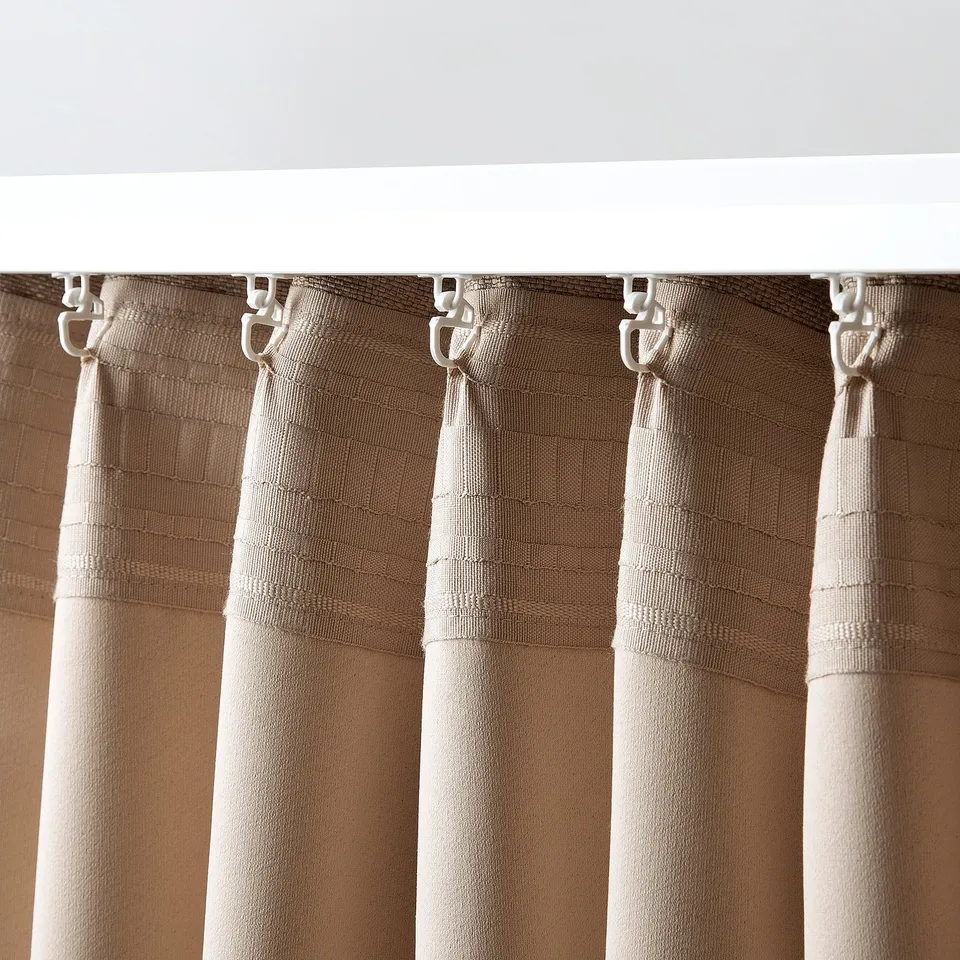 ANNAKAJSA Room darkening curtains, 1 pair, beige/with heading tape, 145x300 cm