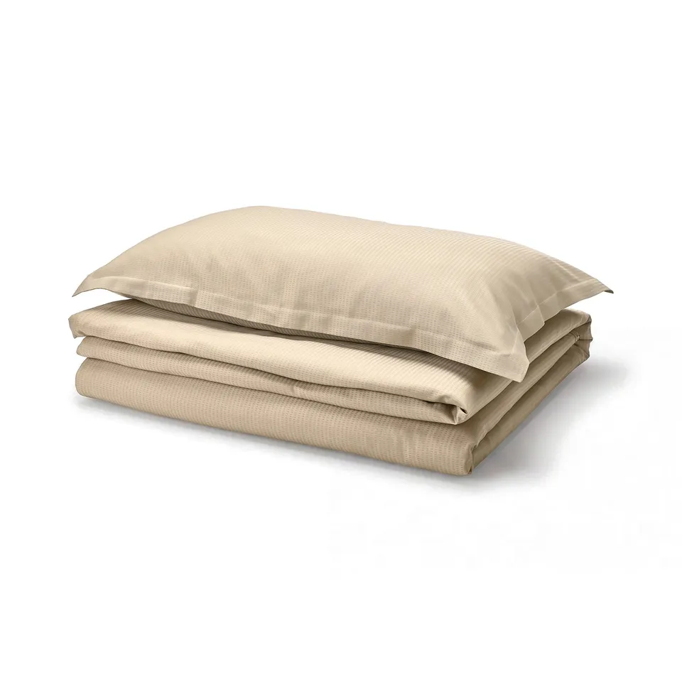 LÄKEVÄNDEROT beige bedding set, beech, folded, smooth fabric.