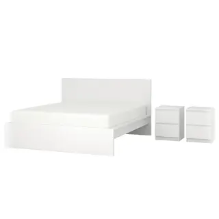 MALM bedroom furniture, set of 3, white, 150x200 cm