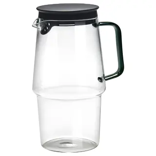 SKINNFISK jug with lid, clear glass, Height 22 cm