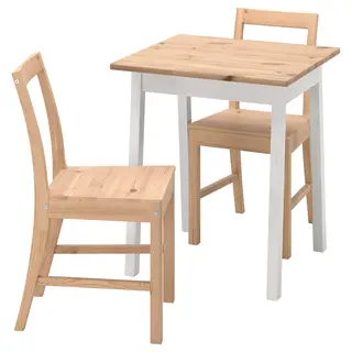 PINNTORP / PINNTORP table and 2 chairs, light brown stained white stained/light brown stained, 65 cm