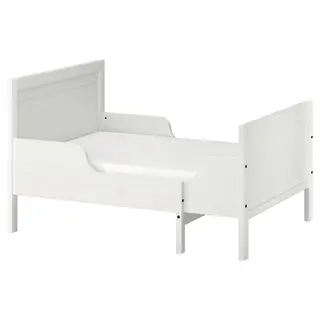 SUNDVIK ext bed frame with slatted bed base, white, 80x200 cm
