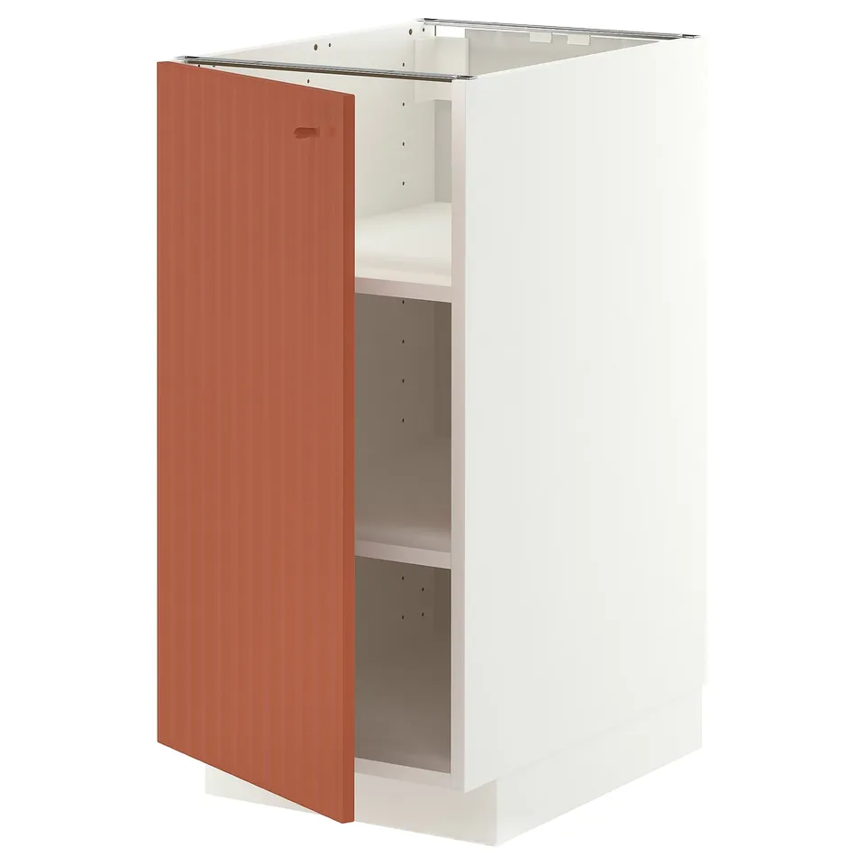 METOD Base cabinet with shelves, white/Terrsjö red-brown wave pattern, 40x60x80 cm