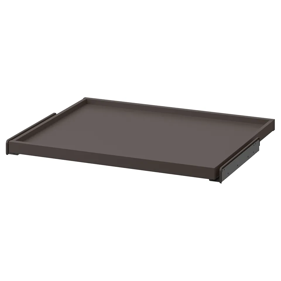 A black KOMPLEMENT pull-out tray for wardrobe storage, rectangular and sleek.