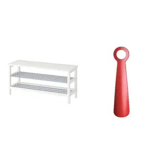 SNÖSKYFFEL/TJUSIG set: bench with shoe storage + shoehorn