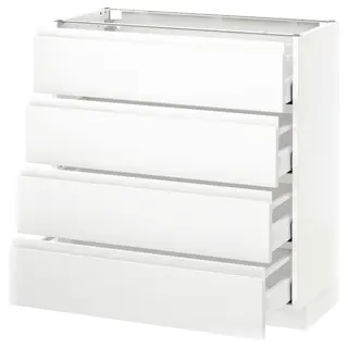 METOD base cab 4 frnts/4 drawers, white Maximera/Voxtorp matt white, 80x37x80 cm