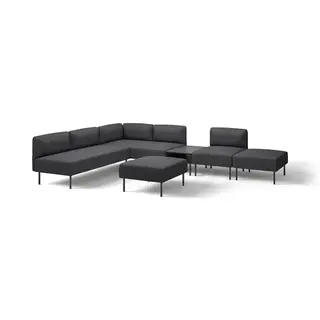 LILLEHEM 6-seat modular sofa with side table, Gunnared/dark grey metal, Width 342 x Height 73 x Depth 76 x Length 220 cm