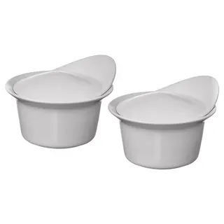 FÄRGKLAR oven/serving dish with lid, matt light grey, Height 9 x Length 15 x Width 13 cm