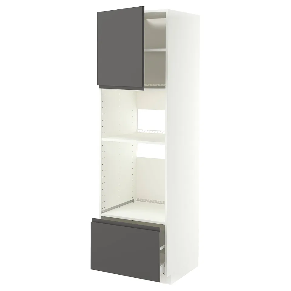 METOD / MAXIMERA High cabinet f built-in appliances, white/Voxtorp dark grey, 60x60x200 cm