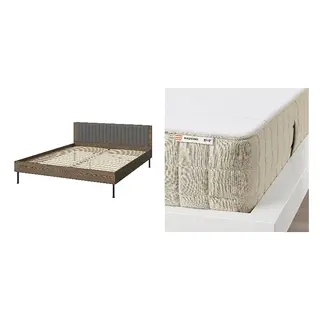 BRUKSVARA/MAUSUND Bed with 20cm thick mattress, latex, natural materials,5 comfort zones, medium firm