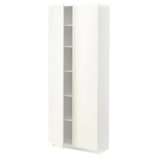 METOD high cabinet with shelves, white/Vallstena white, 80x37x200 cm