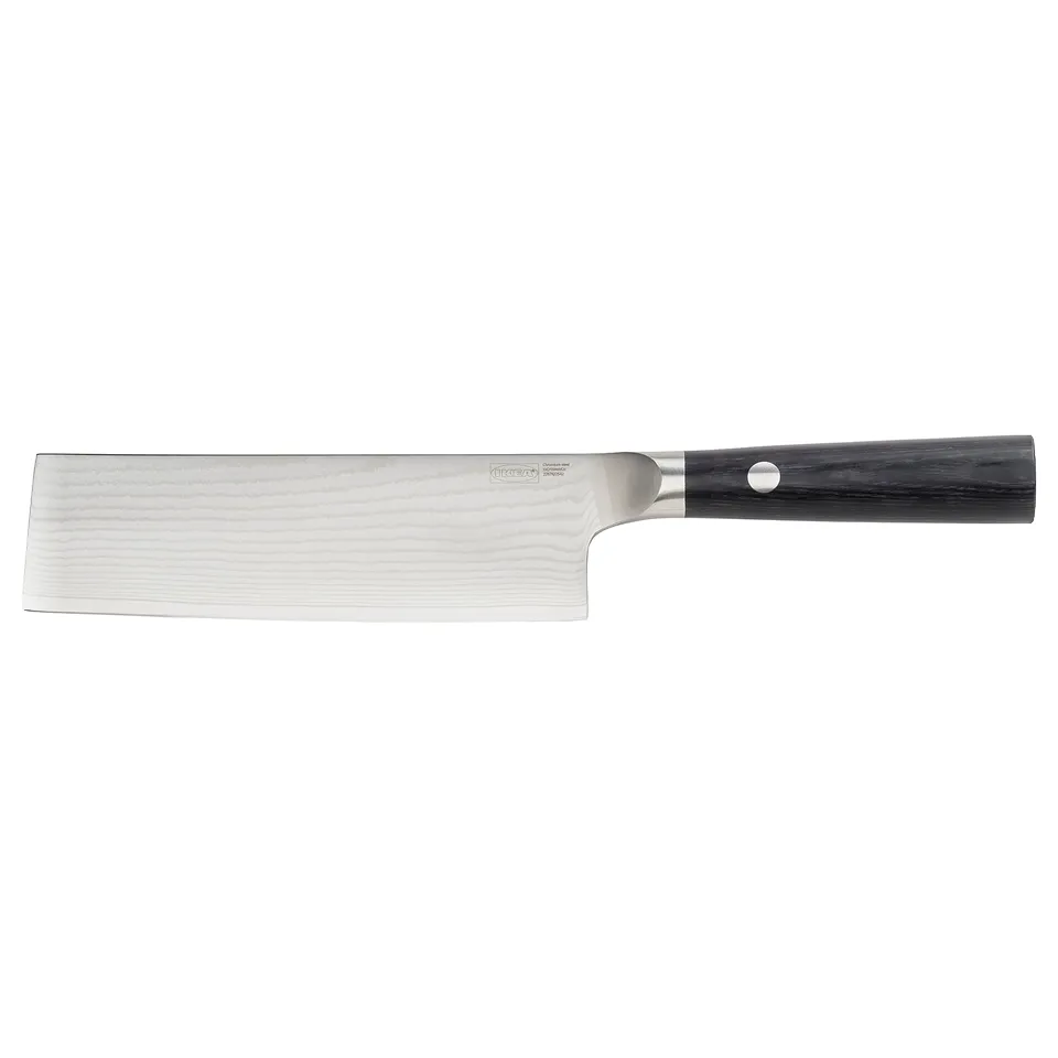 FJÄLLRÖDING Nakiri knife, damascus steel/black, 18 cm