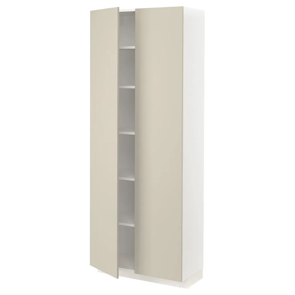 METOD kitchen cabinet in beige with adjustable shelves and smooth, sleek design.