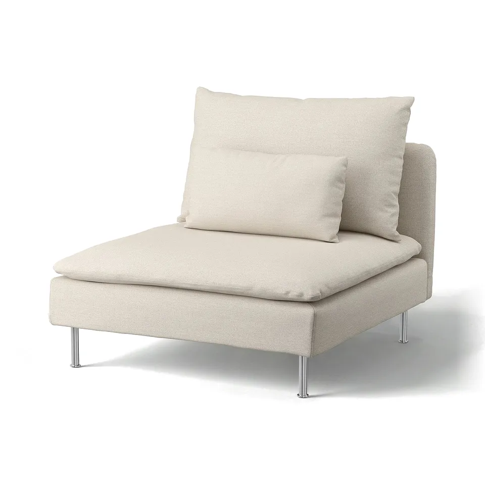 SÖDERHAMN cream chair, minimal design, chrome legs.