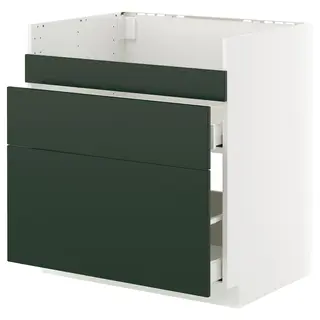 METOD / MAXIMERA base cb f HAVSEN snk/3 frnts/2 drws, white/Havstorp deep green, 80x60 cm