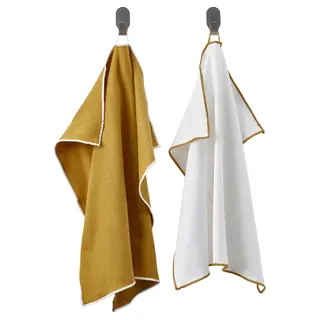 SANDABBORRE tea towel, white/dark yellow, 50x50 cm