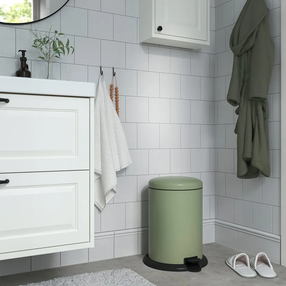 GÅNGSKYFFEL Pedal bin, grey-green, 18 l