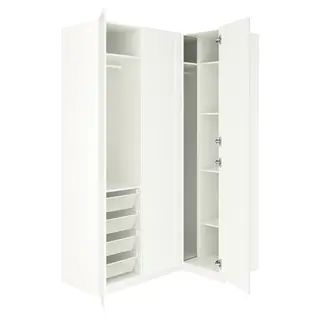 PAX / GULLABERG corner wardrobe, white/white, 161/111x236 cm