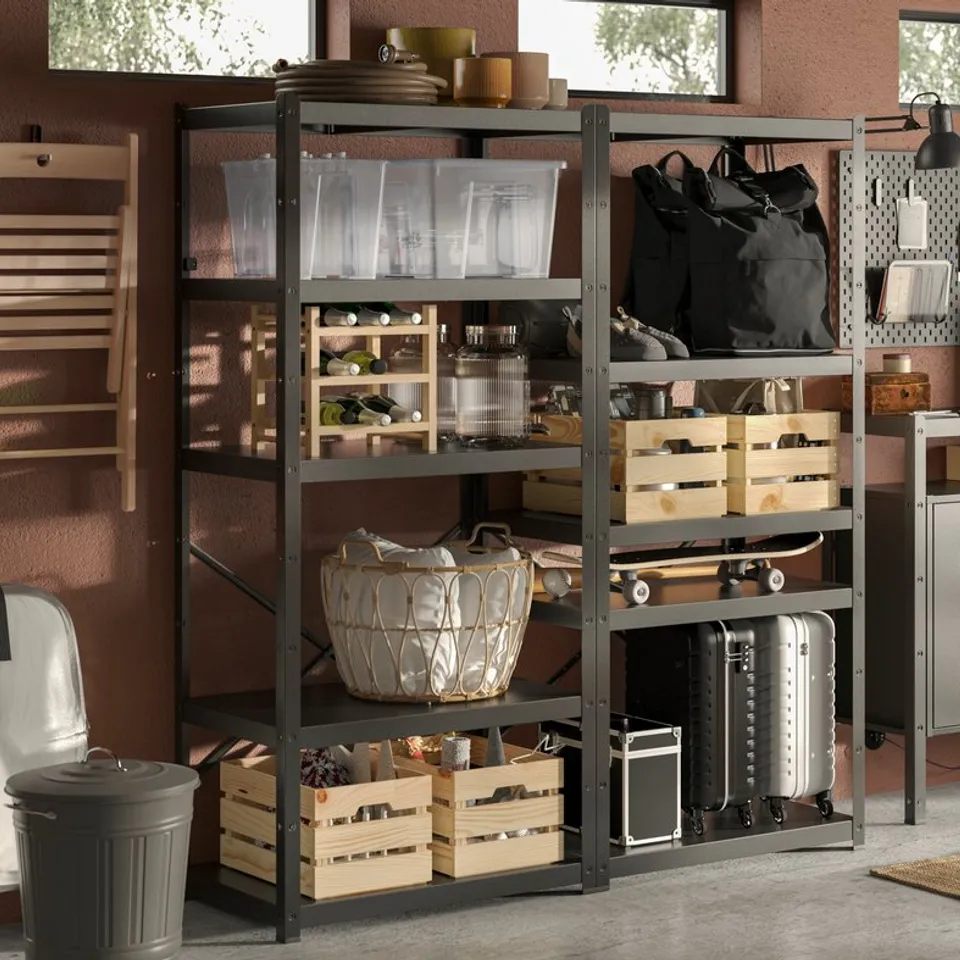 BROR Shelving unit, black, 85x55x190 cm