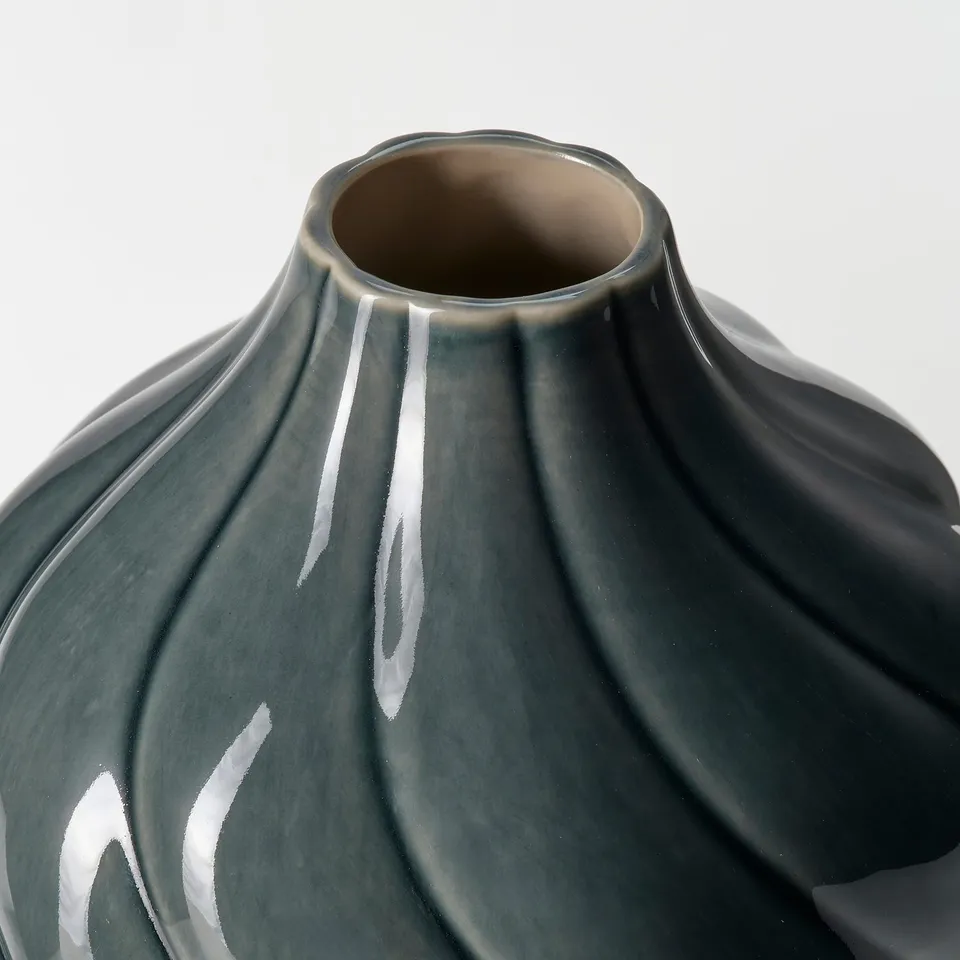 KORNSPARV Vase, grey-blue, 22 cm