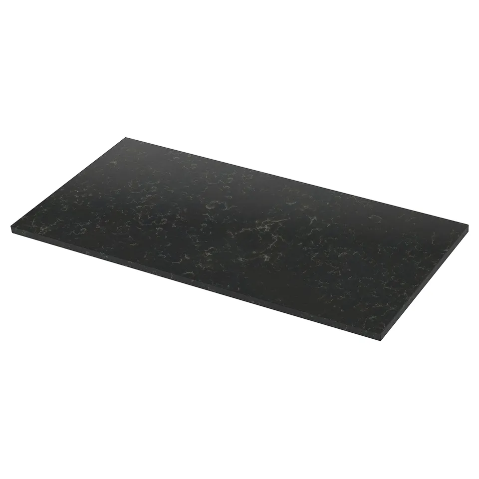 LOCKEBO Custom made worktop, black marble effect/glass composite, 1 m²x4.0 cm
