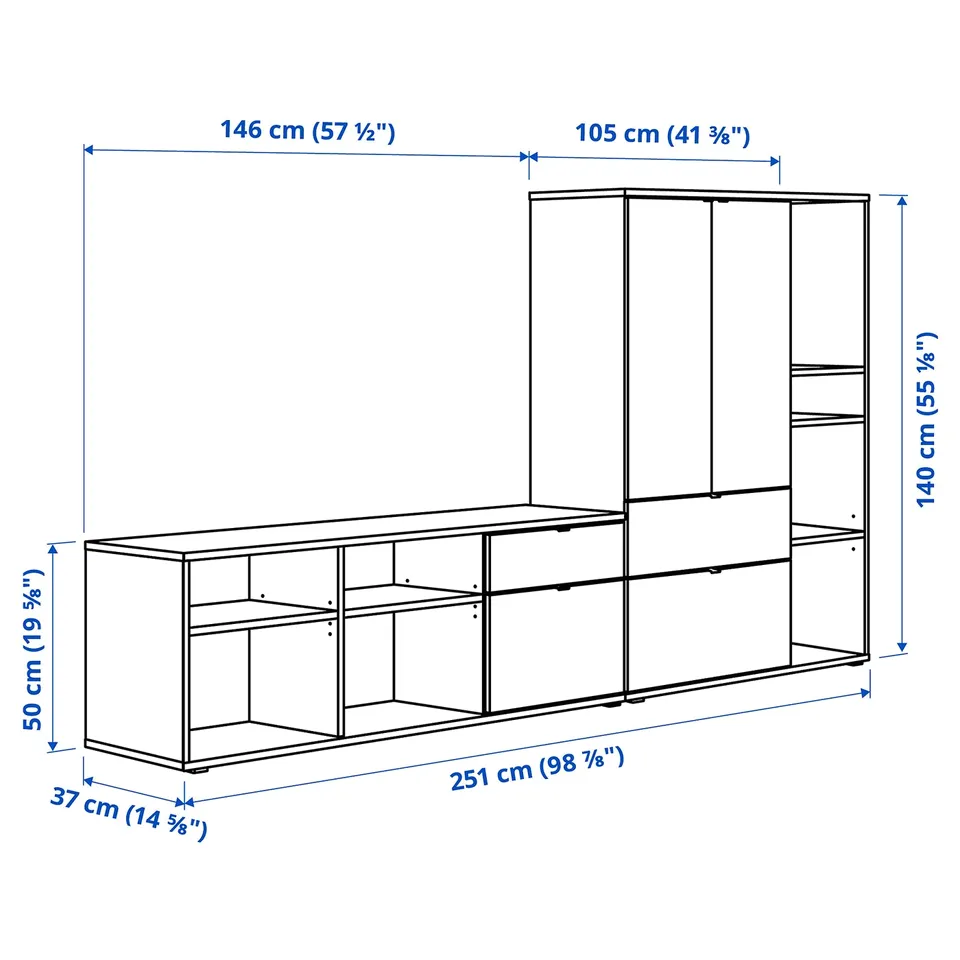 Illustration with measurements for the product: VIHALS.
