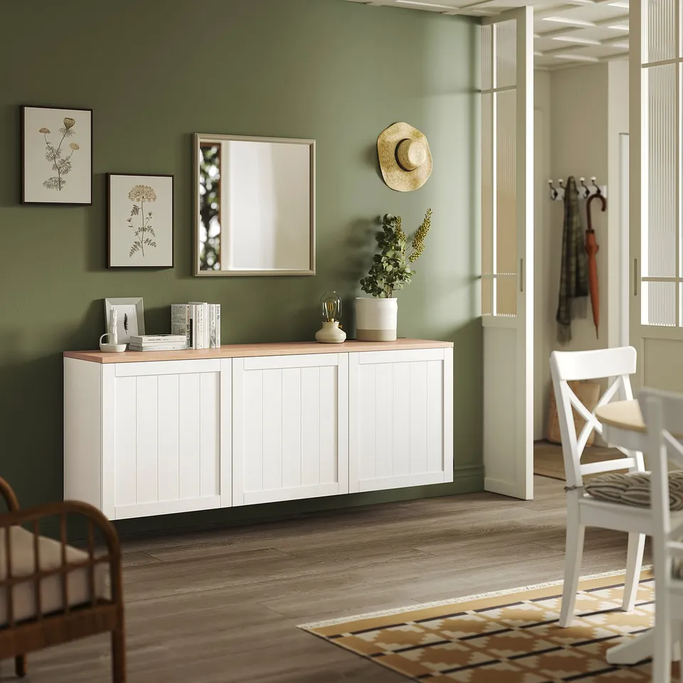 BESTÅ Wall-mounted cabinet combination, white/Pipmakare white, 180x42x66 cm