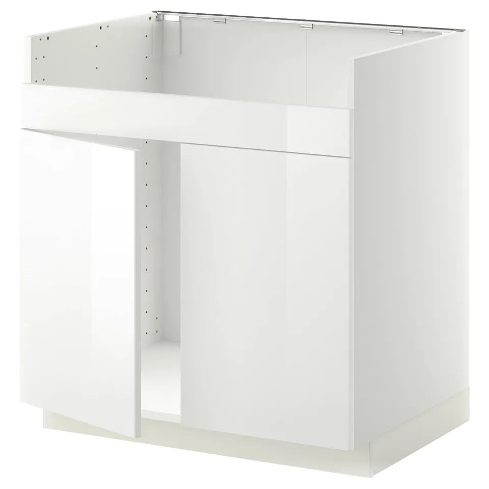 White, modern kitchen cabinet with clean lines, high-gloss finish, and sturdy frame.