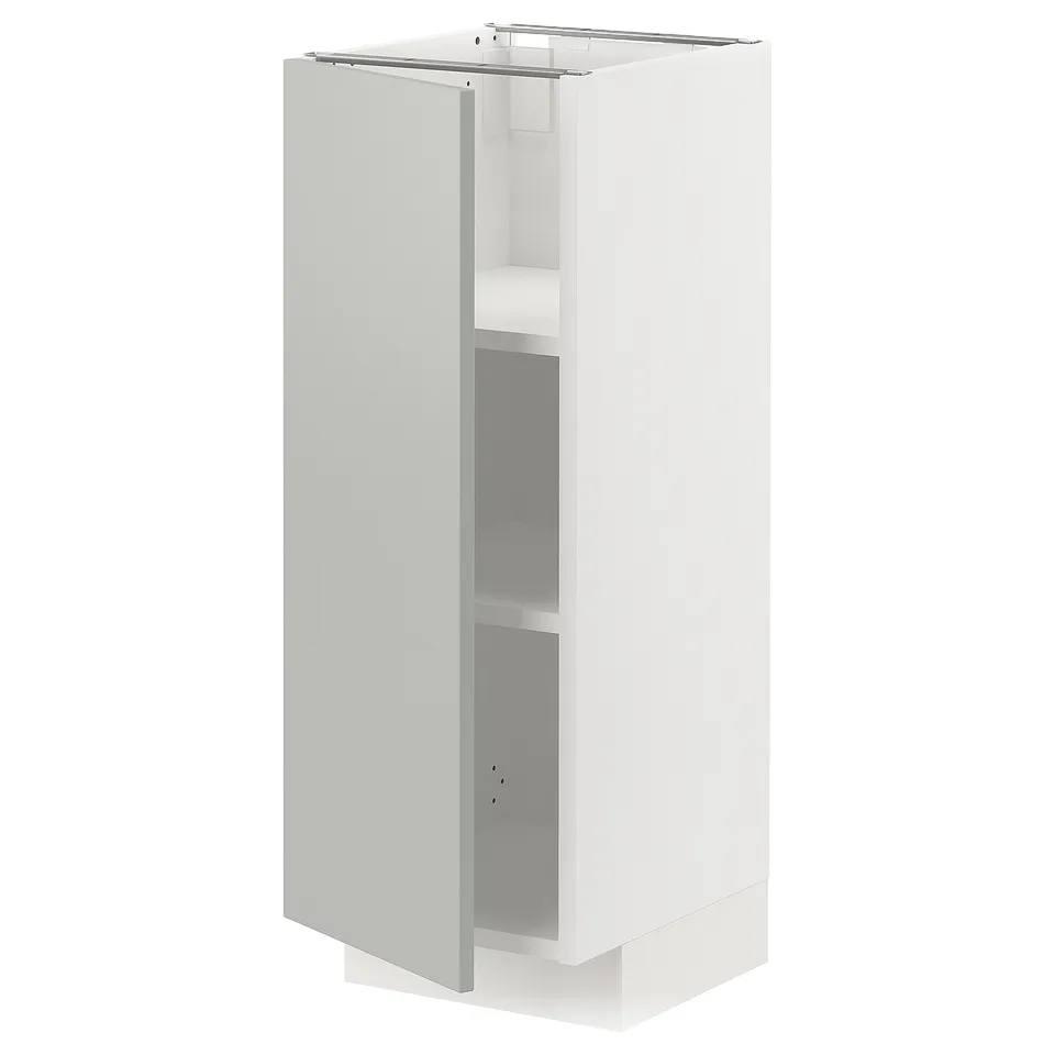 White METOD kitchen cabinet with a light grey door, sleek and modern.