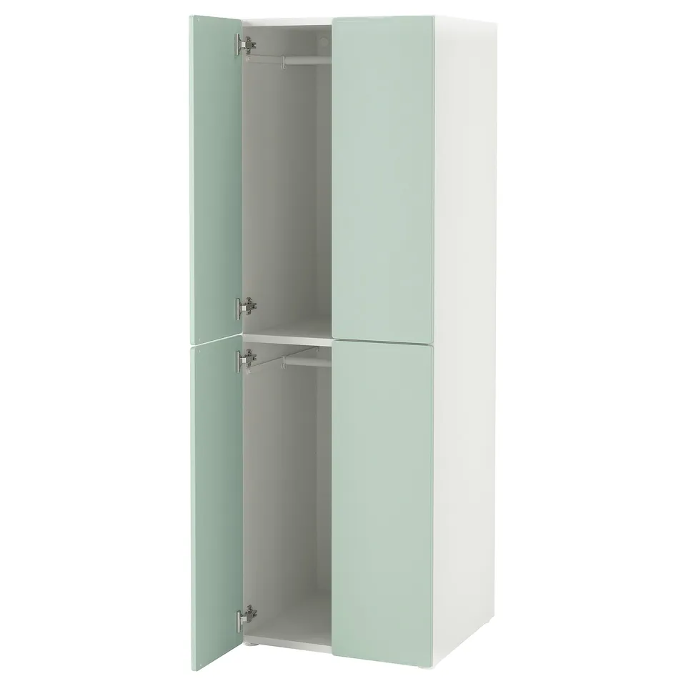SMÅSTAD wardrobe, white & green, sleek design, fibre & particleboard.