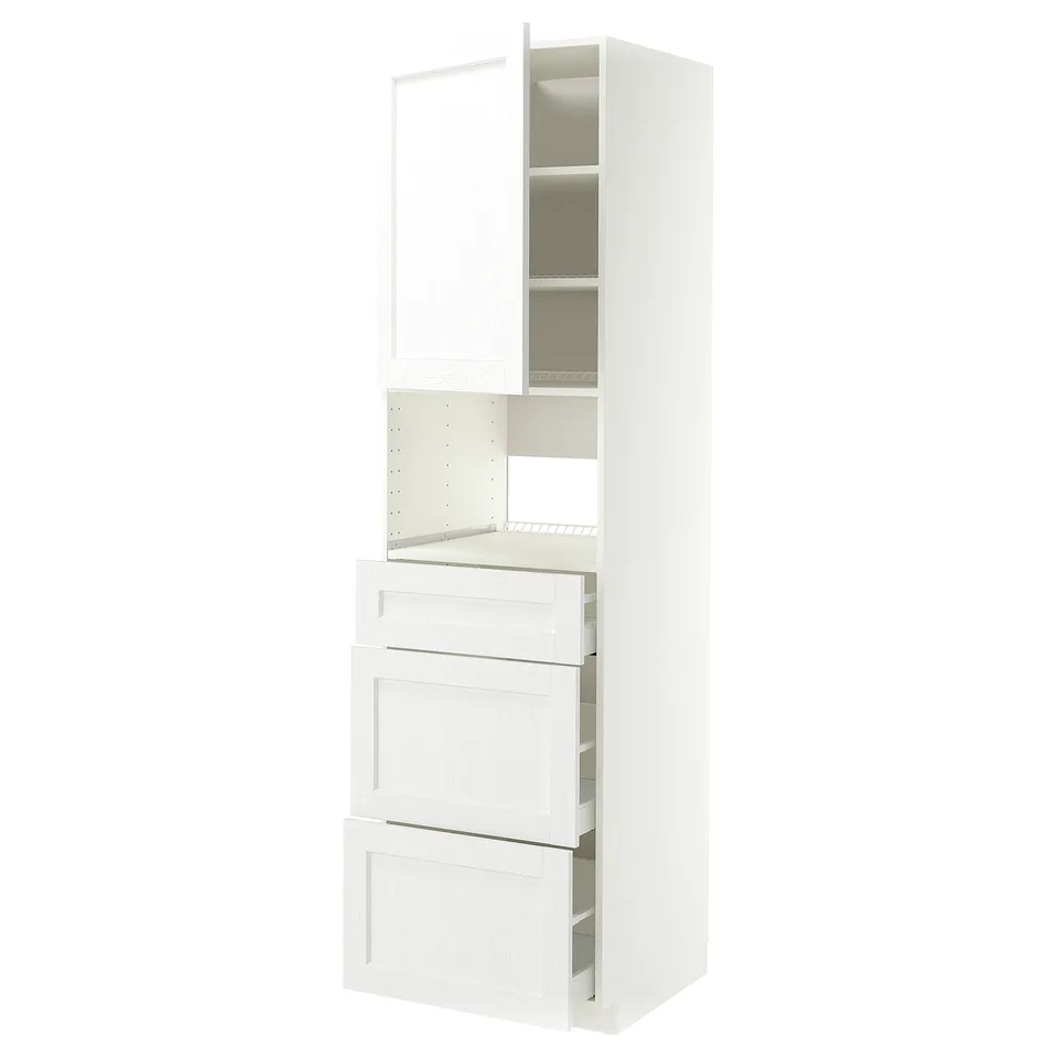 METOD / MAXIMERA High cabinet f built-in appliances, white Enköping/white wood effect, 60x60x220 cm