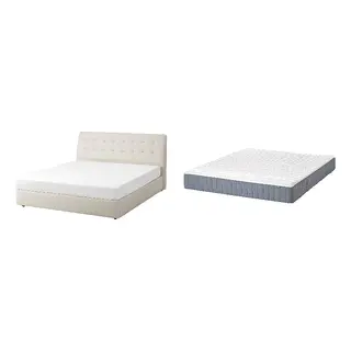 KORTGARDEN/VALEVÅG Bed with 24cm thick mattress, pocket sprung, foam,5 comfort zones, super firm