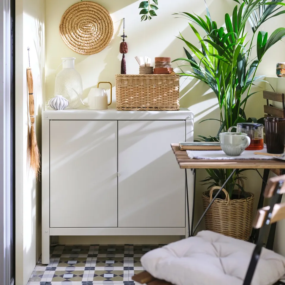 KOLBJÖRN Cabinet in/outdoor, beige, 80x81 cm