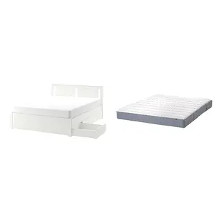SONGESAND/VESTERÖY Bed with 20cm thick mattress, pocket sprung, foam, extra firm